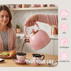 V&L 2.6 Qt Pink Whistling Tea Kettle for Stovetop - Image 7