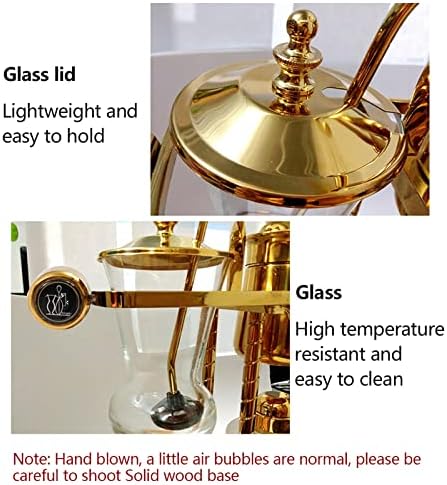 DYRABREST Siphon Syphon Coffee Maker, 5-Cup Coffee Syphon Tabletop Siphon (Syphon) Coffee Maker 500ml Borosilicate Tabletop Vacuum Coffee Maker for Home, Coffee Shops and Offices (500ml, Gold) - Image 6