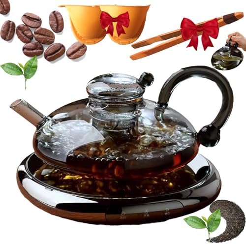 Glass Teapot Set with Removable Infuser Heat Resistant Loose Leaf Tea Pot for Loose Tea Coffee Herbal Tea(Electric ceramic stove+gray) by Unknown