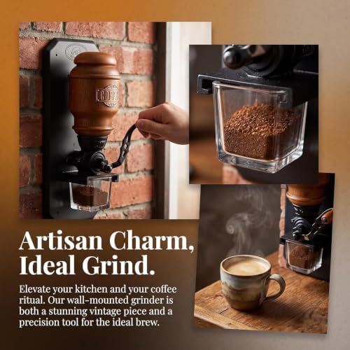 Wall Mounted Manual Coffee Grinder, Retro Hand Crank Burr Mill with 20g Bean Bin Capacity, Glass Powder Cup, for Home & Commercial Use, Home Decor - Image 4