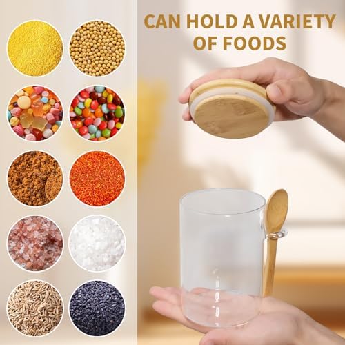 12 Pcs 17oz Glass Jar Sugar Container with Spoon and Bamboo Lids - Image 5