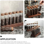 Coffee Bean Storage Tubes Wooden Display Stand Glass Vials with Lids - Image 4