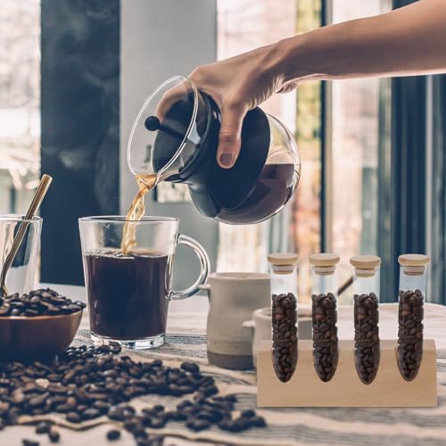 Glass Storage Tube with Wood Stand, Coffee Bean Display Jar - Image 4