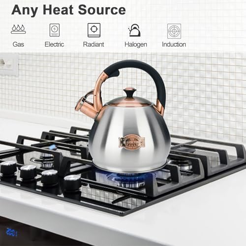 Tea Kettle Stovetop Whistling Kettle Teapot, 3Quart Tea Pot Stainless Steel Teakettle for Stove Top with Heat Proof Ergonomic Handle - Image 2