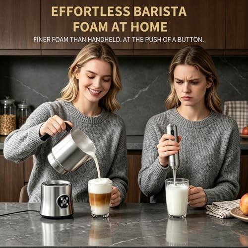 Milk Frother and Steamer, Automatic Hot and Cold Foam Maker with Detachable Stainless Steel Jug, 4-in-1 Electric Frother for Latte, Cappuccinos, Macchiato, and Hot Chocolate - Image 6