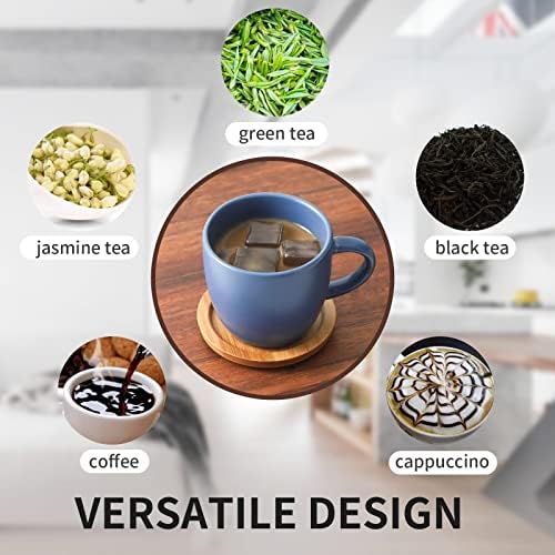 Hasense Espresso Cups and Saucers Set of 6, Demitasse Cups with Handle for Coffee Drinks, Latte, Cappuccino, Cafe Mocha and Tea, 4 Ounce Porcelain Coffee Cups for Coffee Bar Home and Party, Blue - Image 5