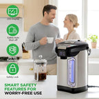NutriChef Digital Water Boiler and Warmer - 5L/5.28 Qt Stainless Electric Hot Water Dispenser w/LCD Display, Rotating Base, Keep Warm, Auto Shut Off, Safety Lock, Instant Heating for Coffee & Tea - Image 5