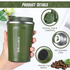 Sieral 4 Pcs 13 oz Travel Coffee Mug Insulated Reusable Coffee Cups with Leakproof Lid Stainless Steel Portable Tumbler for Keep Hot or Ice Milk Tea(Black, White, Navy Blue, Green) - Image 3