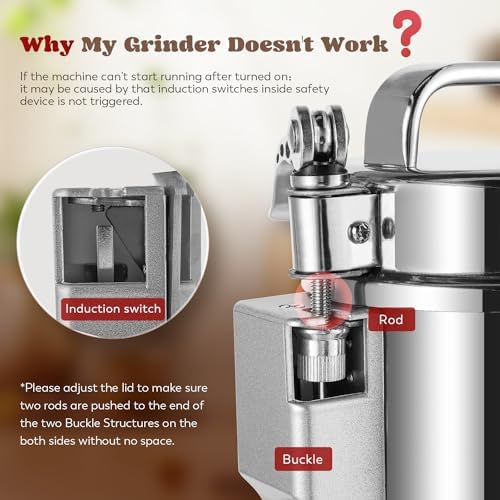 Moongiantgo Grain Mill Grinder Commercial Spice Grinder, 2500g Swing, 110V - Image 6