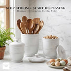 American Atelier Round Ceramic Canister Set Lids Bianca Bead, White 3 PC - Image 7