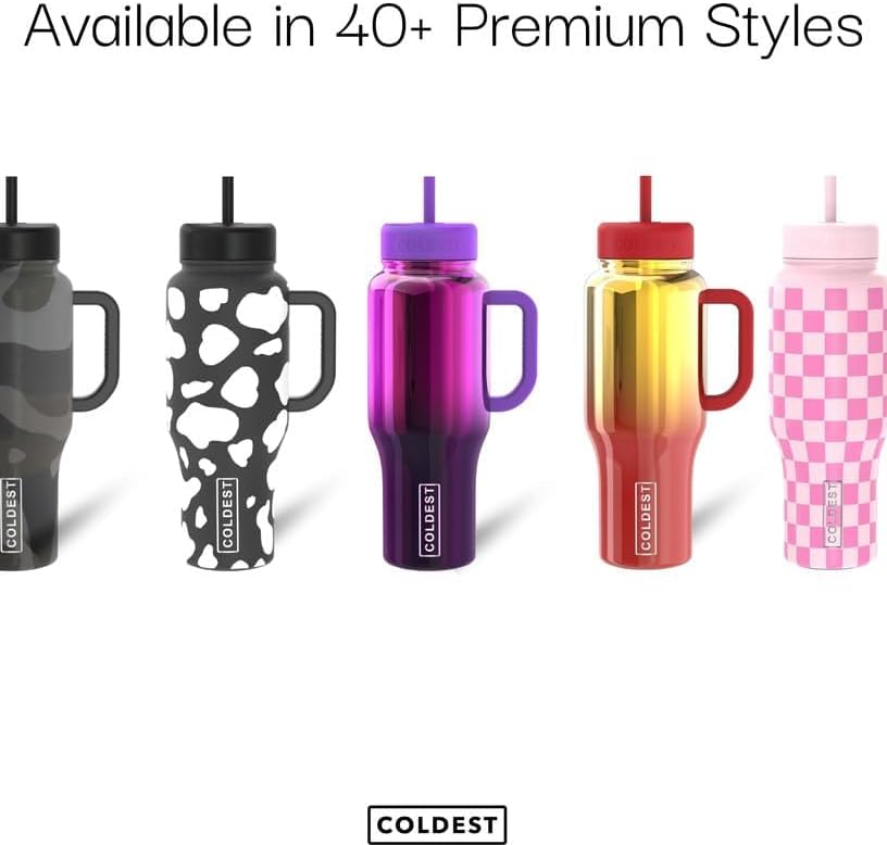 Coldest Tumbler with Handle and Straw - 100% Leak Proof Insulated Tumbler with Lid and Straw (3 Lids) - Stainless Steel Tumblers for Women & Men - Cup Holder Friendly Base, 46 oz (The Cardinal) - Image 4