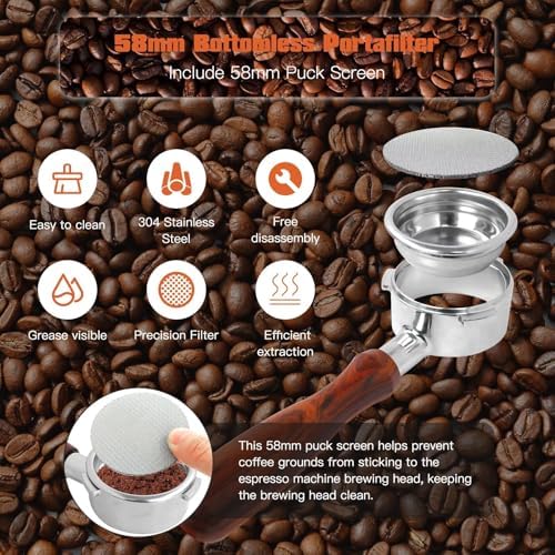 Bottomless Portafilter Compatible for CAS-ABREWS/Electactic/Kismile 58mm Espresso Machines with 3 Ears Portafilter - Image 6