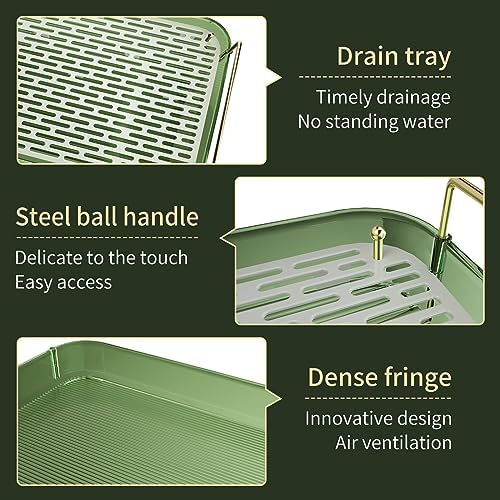 Seoneiro Whiskey Tray, Glass Cup Rack, Mug Holder, Coffee Cup Organizer, Bathroom Countertop with Drain Board Wine Glass Decorative Organizer, Food Tray, Kitchen Spice Rack - Image 4