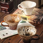 10oz Ceramic Dripper Mug Camping Reactive Glaze Scalloped Rim - Image 2
