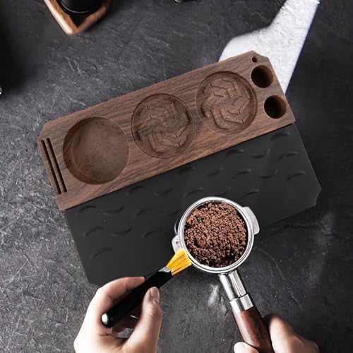 Coffee Tamper Station with Wood Grain Finish, Multifunctional Pressing Base for 51mm 53mm 58mm Portafilters, Stable Espresso Tamping Mat with Silicone Anti-Slip Layer - Image 2