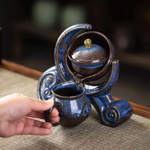 Chinese Gongfu Tea Set - Ceramic Teapot with Infuser, 6Cups, Semi Automatic Design for Loose Leaf Tea - Image 3