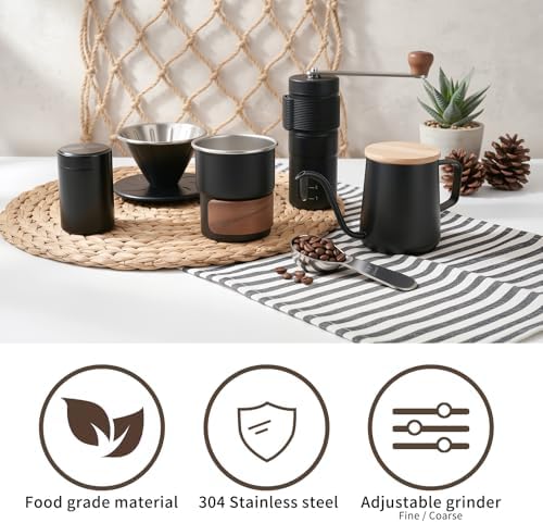 Pour Over Coffee Maker Set with Manual Burr Coffee Grinder, 6-Piece - Image 4
