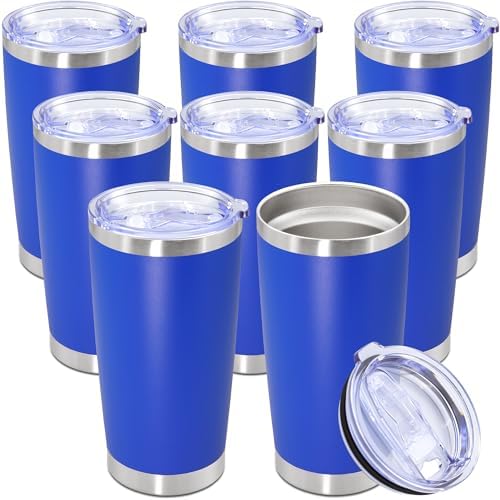 20oz Tumbler Stainless Steel Tumbler Coffee Tumbler with Lid Dark Blue, 8P by AUWBON