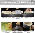 Matcha Set with Ceramic Bowl & Bamboo Whisk, 5-Pcs Kit Includes Scoop, Sifter& Holder(Chasen), Mottled Black - Image 2