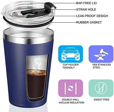 VEGOND 12oz Tumbler Stainless Steel Tumbler bulk Vacuum Insulated Double Wall Travel Tumbler with Lid and Straw Reusable Tumbler, Navy blue 6 Pack - Image 2