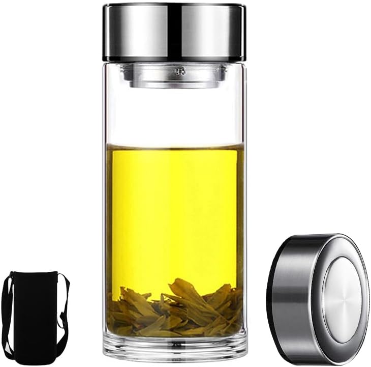 1000ML/33.82oz single-layer glass cup, sealed and leak-proof, with lid, heat-resistant cup cover, storage bottle, drinking set, suitable for holding milk, coffee, beverages, etc by Unknown