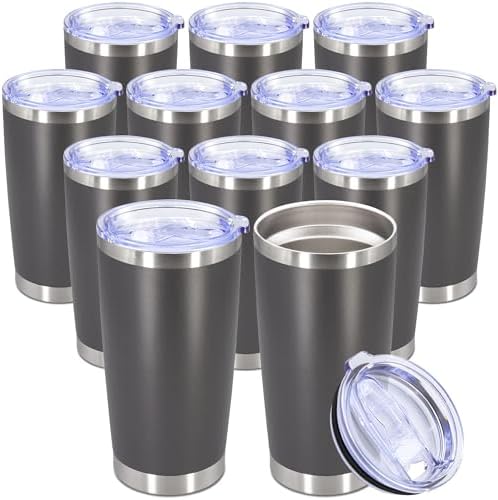 20oz Tumbler Stainless Steel Tumbler Coffee Tumbler with Lid Grey, 12P by AUWBON