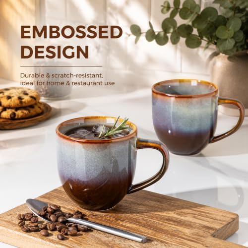 theterra Ceramic Coffee Mugs Set of 6, 12 oz Coffee Cups with Handle - Image 6