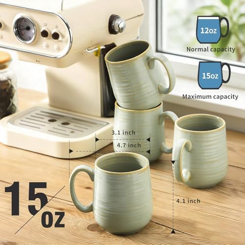 Coffee Mugs Set of 4, 15 Ounce Coffee Cups,Large Mug Set for Gifts - Image 2