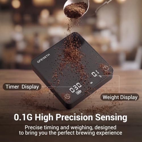 Mini Coffee Scale with Timer, 4 Brewing Modes, 0.1g Readability, 2kg Capacity, USB-C Rechargeable Espresso Scale with Auto Tare & Real-Time Brew Ratio, Black - Image 3