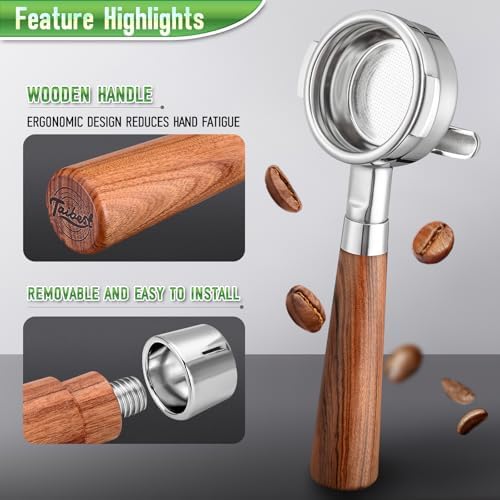 58mm Portafilter for all La Marzocco Home Espresso Machines, Dual Spout Espresso Handle with Siam Rosewood Grip & 304 Stainless Steel Basket - Image 6