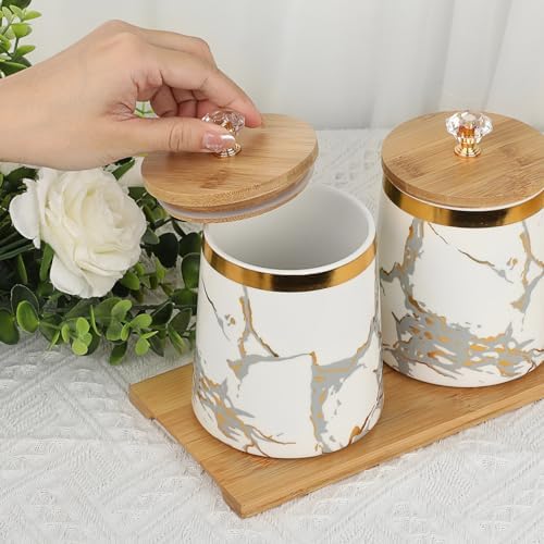 JUXYES Set of 3 Marble Spices Sugar Coffee Tea Canister with Airtight Lid - Image 6