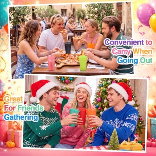 Honeydak 45 Pcs Reusable Plastic Tumbler with Lid&Straw,Glitter,Transparent - Image 5