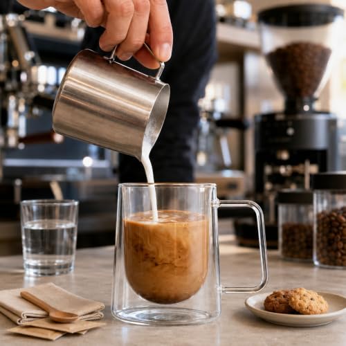 Restaurantware Glass Espresso Cups 12 Count 10 Ounces Borosilicate Double Wall Glass Coffee Mugs Insulated Clear Tea Drinkware for Hot or Cold Beverages - Image 4