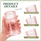 Wiwiqing 24 Set 16oz Vintage Tumbler with Lid and Straw Bulk, Pink - Image 3