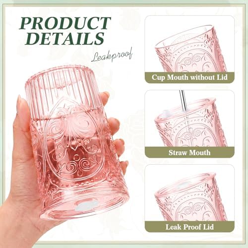 Wiwiqing 24 Set 16oz Vintage Tumbler with Lid and Straw Bulk, Pink - Image 3