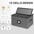Mayniu Stemware Storage Cases 2 Pack, Wine Glass Storage Box with Dividers - Image 5