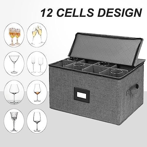 Mayniu Stemware Storage Cases 2 Pack, Wine Glass Storage Box with Dividers - Image 5