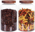 Large Glass Jar with Airtight Lid Set of 2 93 FL OZ(2750ml) glass canister set, Glass Food Containers Wooden Lid Suit for Kitchen Pantry for Flour, Tea, Coffee Beans, Sugar, Cookies(8.8 inch high) by LEAVES+AND+TREES+Y