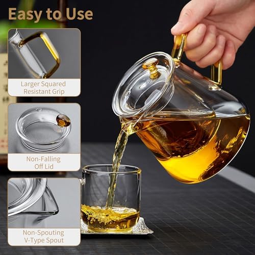 Unbreakable Glass Teapot with Infuser, Heat Resistant Borosilicate Glass, Loose Tea Infuser, 25 fl oz / 750ml, Stainless Steel Infuser, Gas Stovetop Safe - Image 2