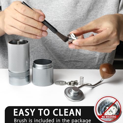 Manual Coffee Grinder with Stainless Steel Burr, Hand Coffee Grinder External Adjustable Grind Setting for Espresso, French Press (Silver) - Image 5