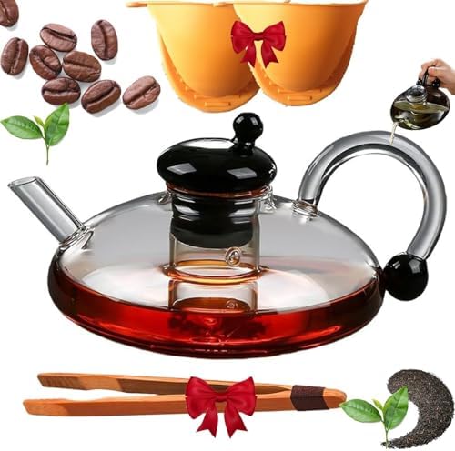 Glass Teapot Set with Removable Infuser Heat Resistant Loose Leaf Tea Pot for Loose Tea Coffee Herbal Tea(Transparent) by Unknown