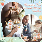 Zhehao 20 Pcs Porcelain Tea Set for Adult, with Metal Holder, Retro - Image 6