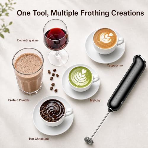 InstaWhisk Upgraded Milk Frother with Variable Speed - Rechargeable Handheld Coffee Frother Wand with Detachable Whisks, Electric Drink Mixer for Latte, Cappuccino, Almond Milk, Protein, Navy Blue - Image 7