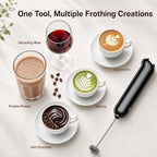 InstaWhisk Upgraded Milk Frother with Variable Speed - Rechargeable Handheld Coffee Frother Wand with Detachable Whisks, Electric Drink Mixer for Latte, Cappuccino, Almond Milk, Protein, Navy Blue - Image 7