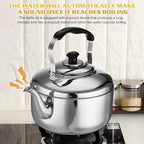 304 Stainless Steel Tea Kettle 6L Whistling Stovetop Kettle with Anti-Scalding Handle Large Diameter Spout Water Boiling for Gas Induction Electric Stoves Home Kitchen - Image 3