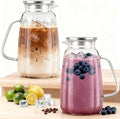 2 Pack Glass Pitcher with Lid and Handle for Fridge, Iced Tea and Coffee Carafe Beverage Serveware, 2 Liters/68 oz Heat Resistant Borosilicate Water Jug for Hot/Cold Drinks by Unknown
