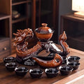 Ceramic Teapot with Infuser Semi Automatic Tea Set Magic Teapot with 8 cups Gradient Color (Yellow Dragon- A) by zurucily