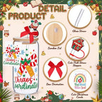 Vesici 6 Set Christmas Teacher Appreciation Gifts Glass Cups with Lid Straw - Image 4