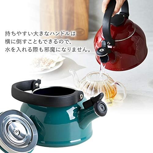 Fuji Enamel CTN-1.6WK.WR Whistling Kettle, Induction Compatible, Cotton, 0.5 gal (1.6 L), Wine Red - Image 4
