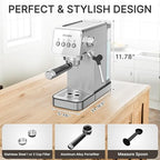 AYCHIRO 20-Bar Espresso Machine with Milk Frother, Professional Espresso Coffee Machine for Home, Stainless Steel Cappuccino Maker, Removable Water Tank & Drip Tray, Silver - Image 7